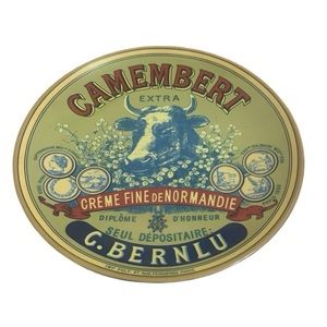 BIA FRENCH CHEESE LABEL Camembert Extra Fin plate Red Blue Cow